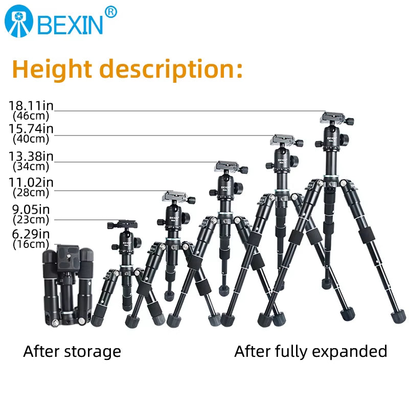 Portable Mini Tripods Profesional Aluminum Stand Live Video Recording for Universal SLR Camera Smartphone