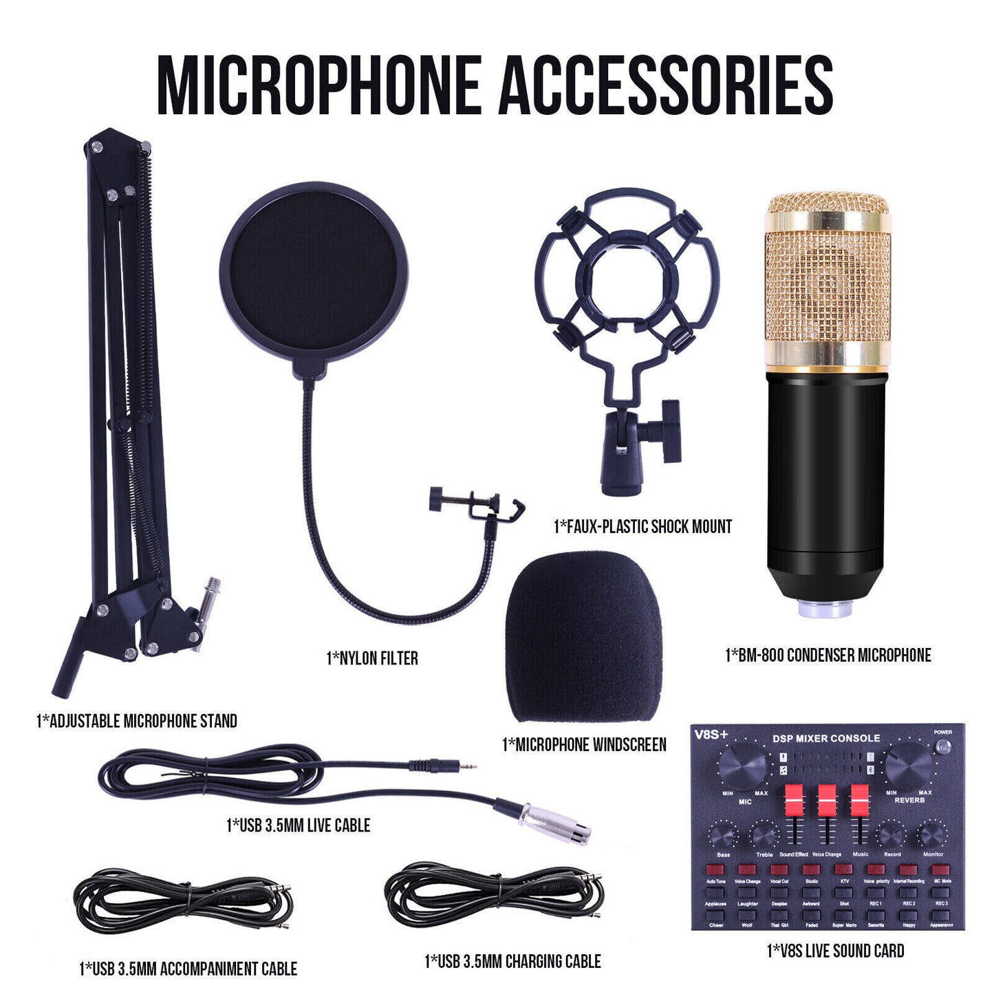 BM800 Condenser Microphone Podcast Music Mixer Equipment Home Studio Recording