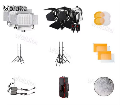 LED 320S+100W LED Spotlight Photo Studio Kits 2-3 People Micro Interview Interview Micro Film Shooting Set CD50 T01